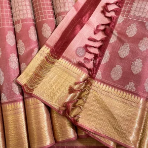 Elegant Handwoven Checks Kanchipuram Pure Silk Saree